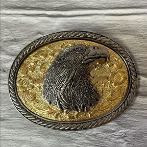 Gold & Silver Ornate Eagle Western Braided Belt Buckle